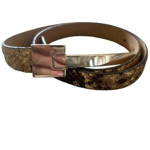 TANNER Made in Italy Genuine Leather Silver Metal Buckle Snakeskin Belt S